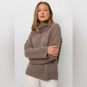 Rails Imogen Cashmere Silk Blend Turtleneck Hazelnut Brown Sweater Size Large